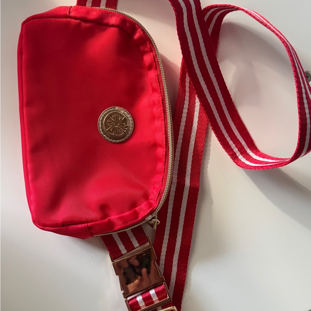 Lilly Pulitzer Red Belt Bag with Striped Strap
